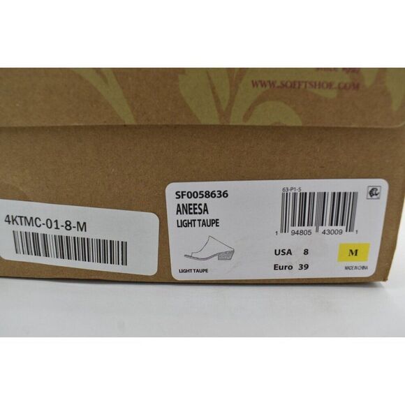 Sofft Women Sz 8 Aneesa Light Taupe Leather Slip On Heeled Mules Sandals Shoes - Picture 12 of 12